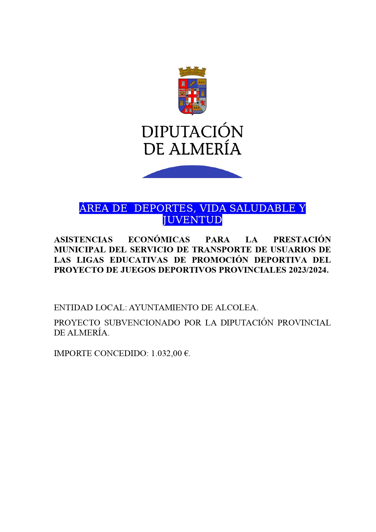 diputación, provincial, almería, ayudas, económicas, jdp, temporada, 2023/2024, ayuntamiento, alcolea